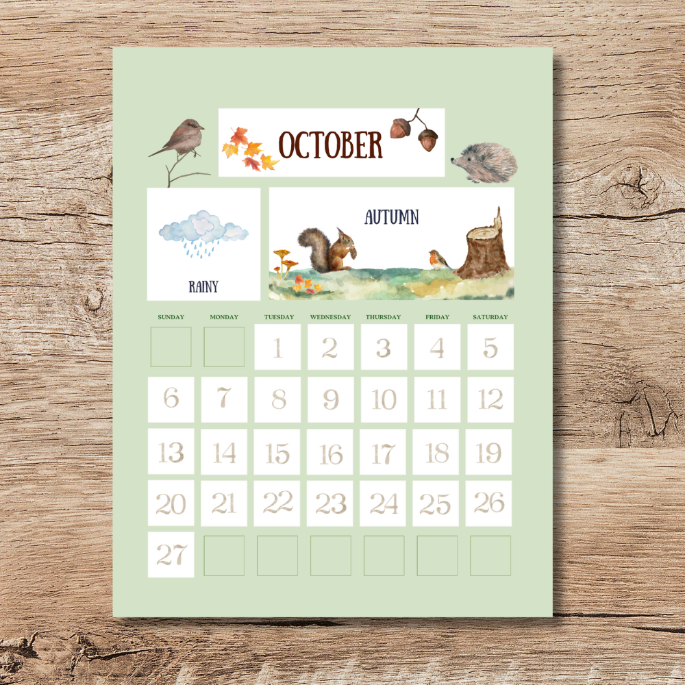 Animal Themed Perpetual Calendar