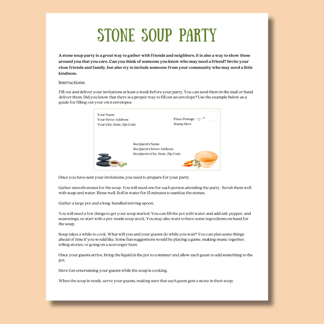 Stone Soup Party Activity with Invitations