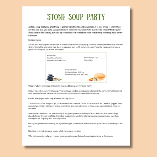 Stone Soup Party Activity with Invitations